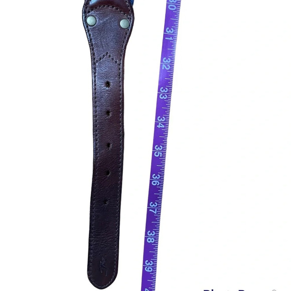 Hollister Women’s Brown Leather and Fabric Belt with Blue and White Stripes - Picture 7 of 10